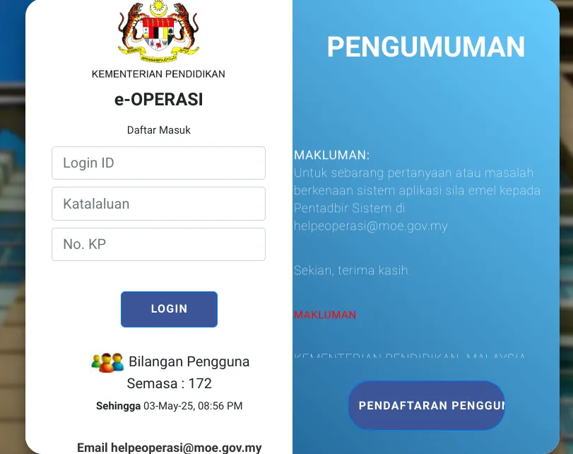 Antaramuka eOperasi - Sistem Pengurusan Guru